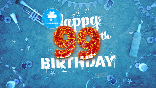 Happy 99th Birthday Card with beautiful details – instant download