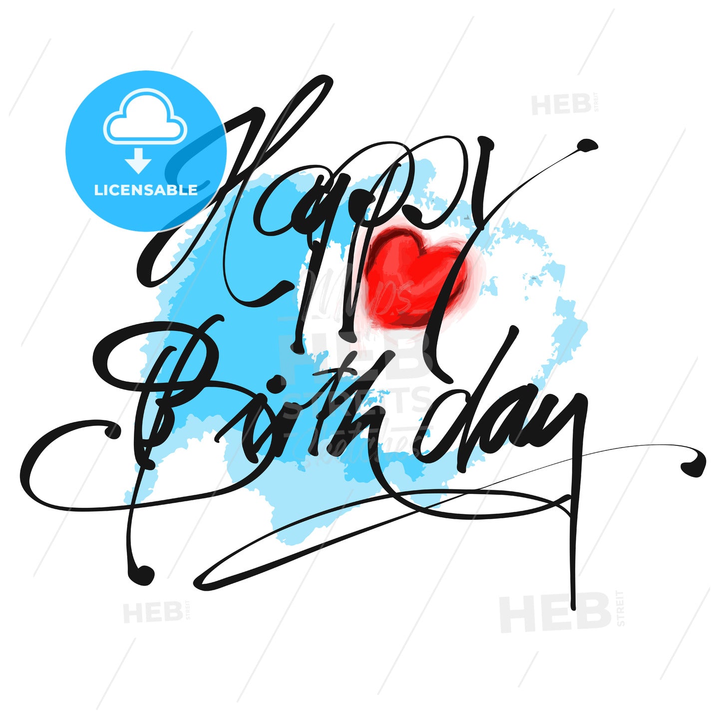 Happy Birthday Headline with colored Background – instant download