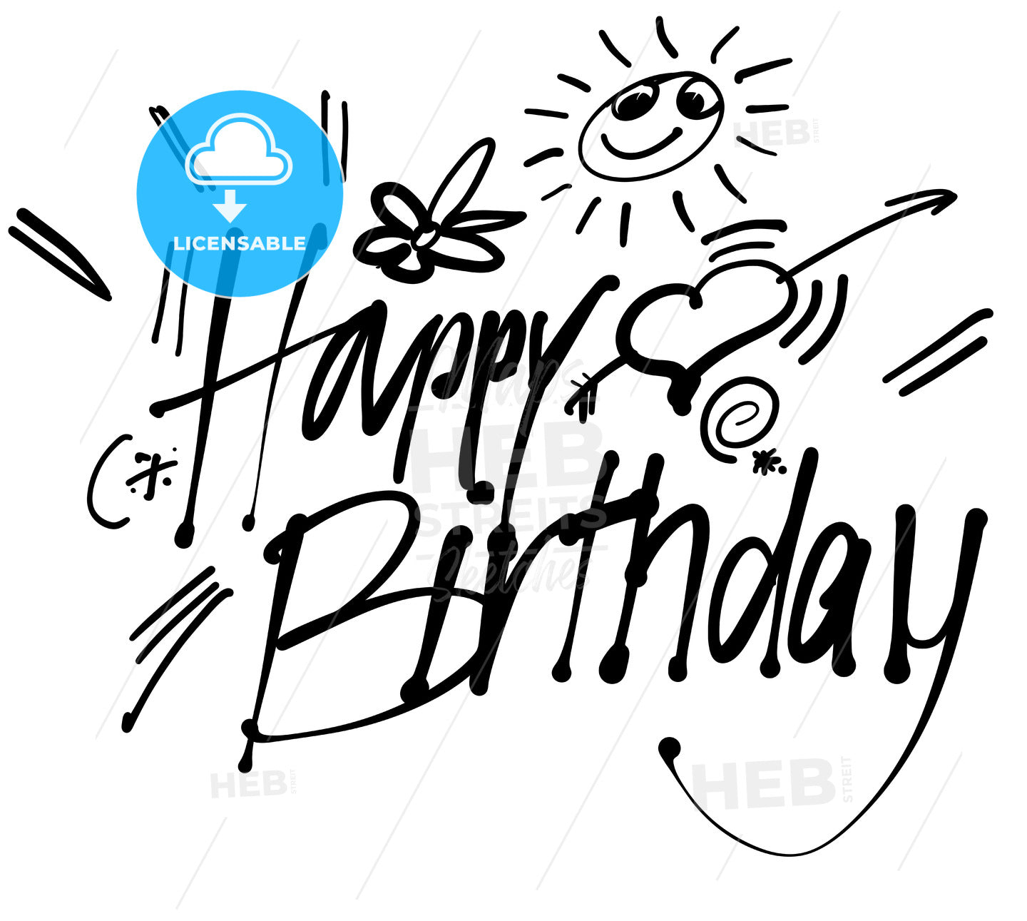Happy Birthday hand lettering greeting card – instant download
