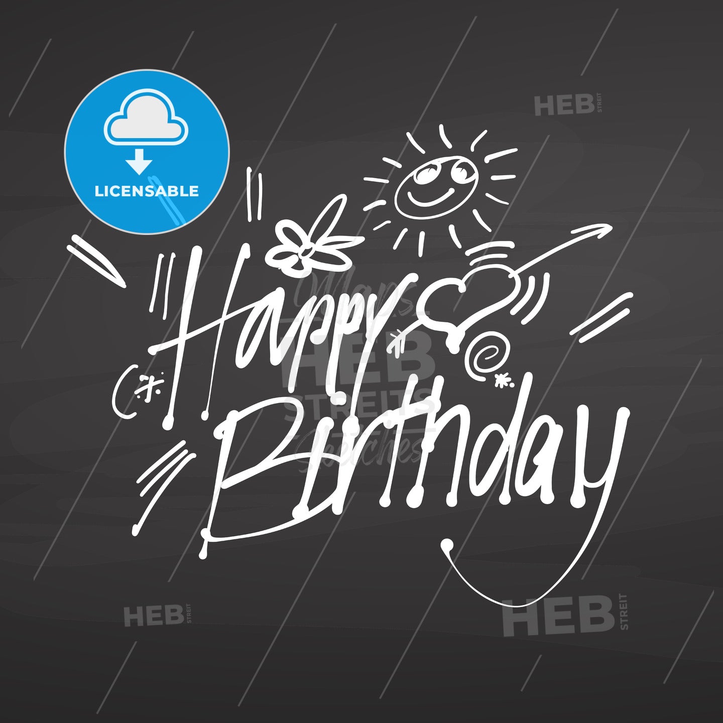 Happy birthday lettering on chalkboard – instant download