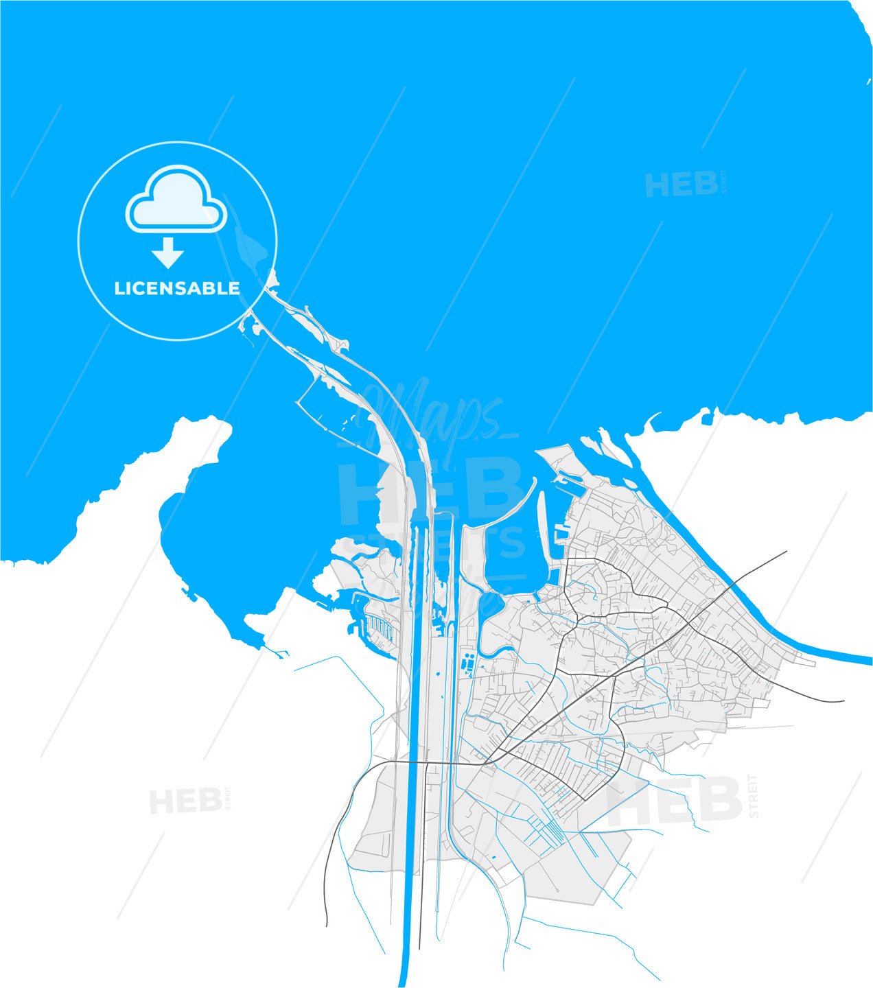 Hard, Vorarlberg, Austria, high quality vector map