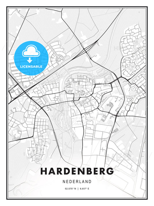 Hardenberg, Netherlands, Modern Print Template in Various Formats - HEBSTREITS Sketches