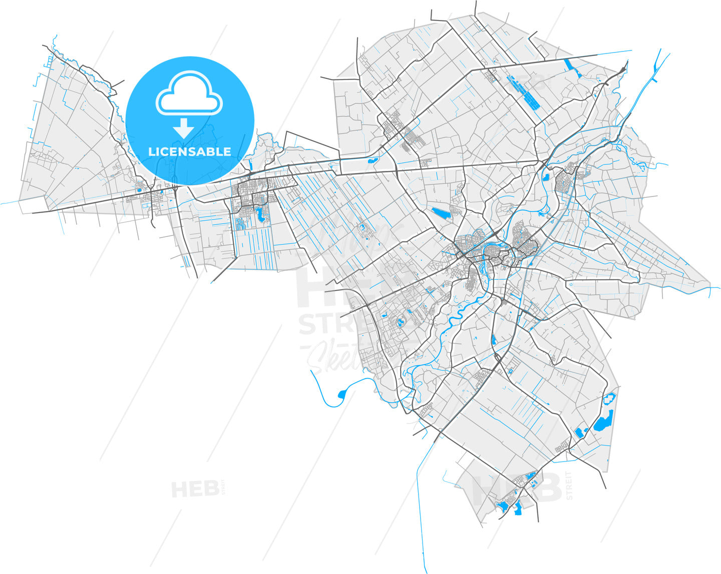 Hardenberg, Overijssel, Netherlands, high quality vector map