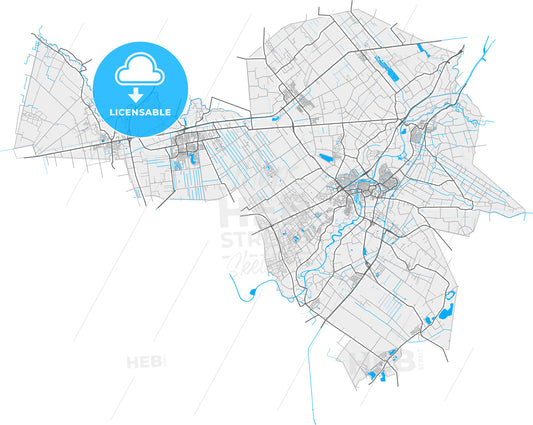 Hardenberg, Overijssel, Netherlands, high quality vector map