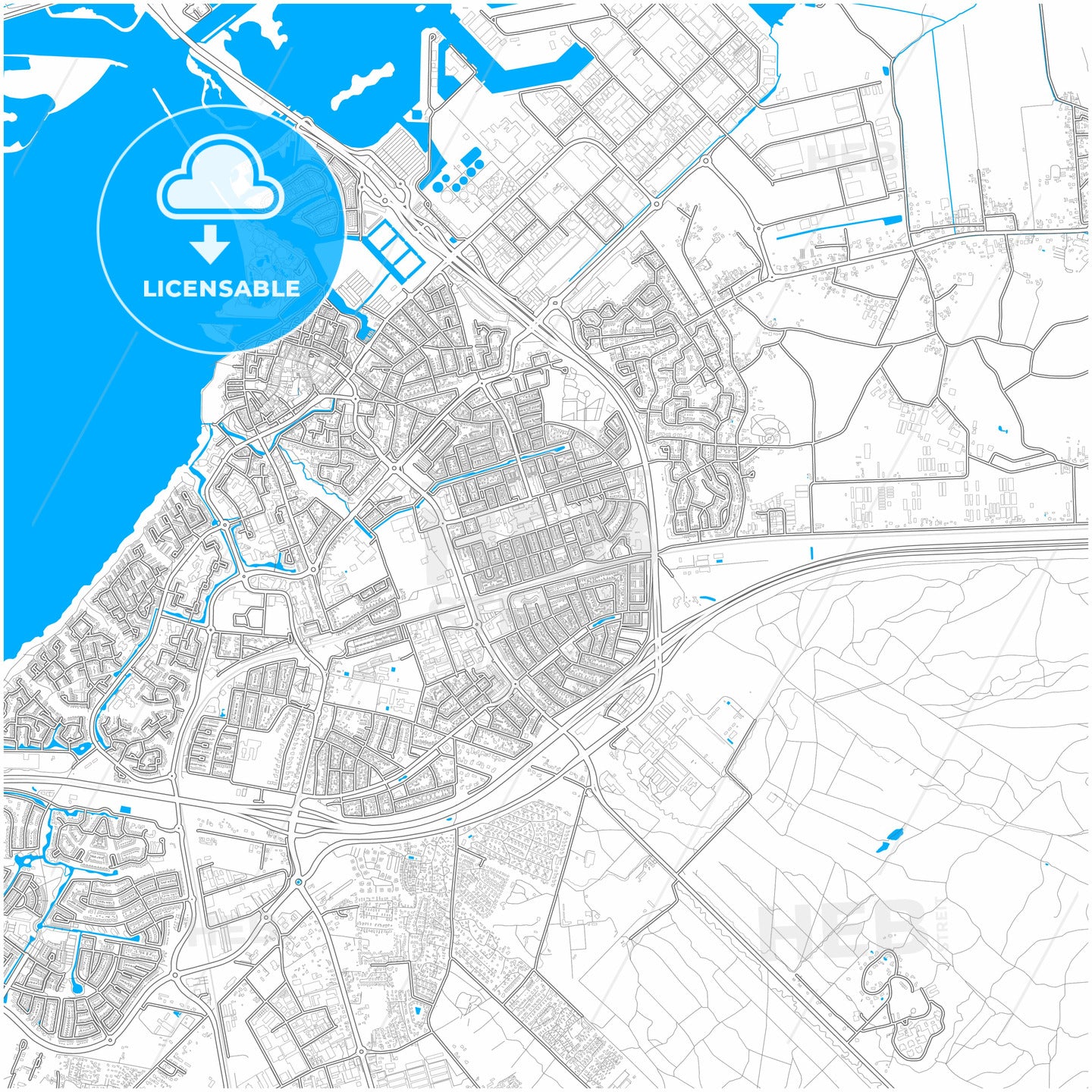 Harderwijk, Gelderland, Netherlands, city map with high quality roads.