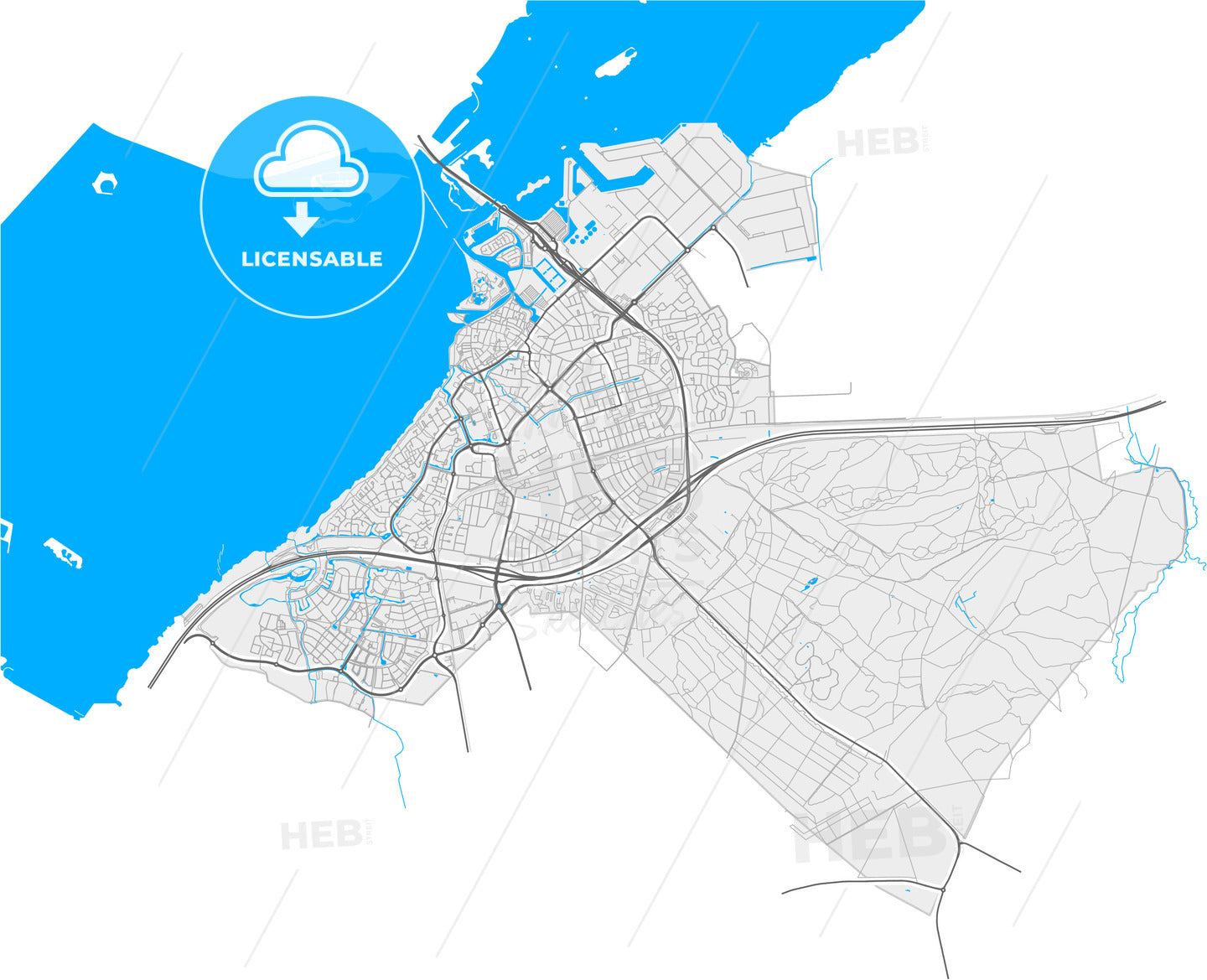 Harderwijk, Gelderland, Netherlands, high quality vector map