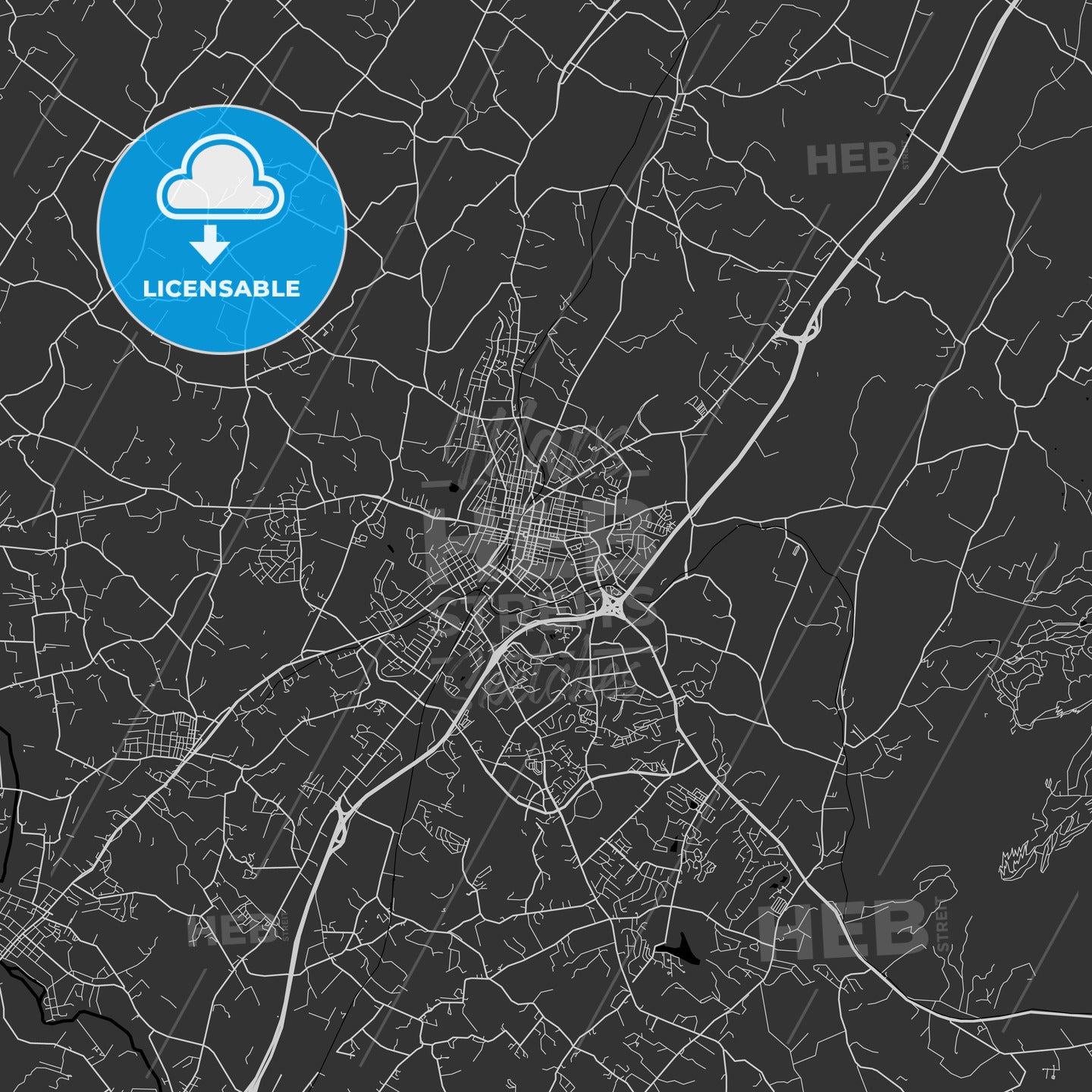 Harrisonburg, Virginia - Area Map - Dark