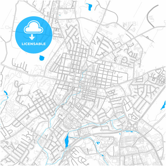 Harrisonburg, Virginia, United States, city map with high quality roads.