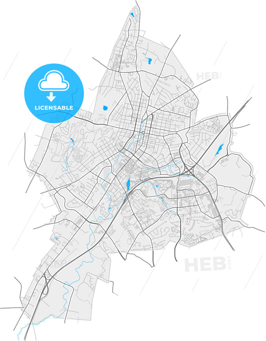 Harrisonburg, Virginia, United States, high quality vector map