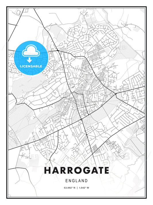 Harrogate, England, Modern Print Template in Various Formats - HEBSTREITS Sketches