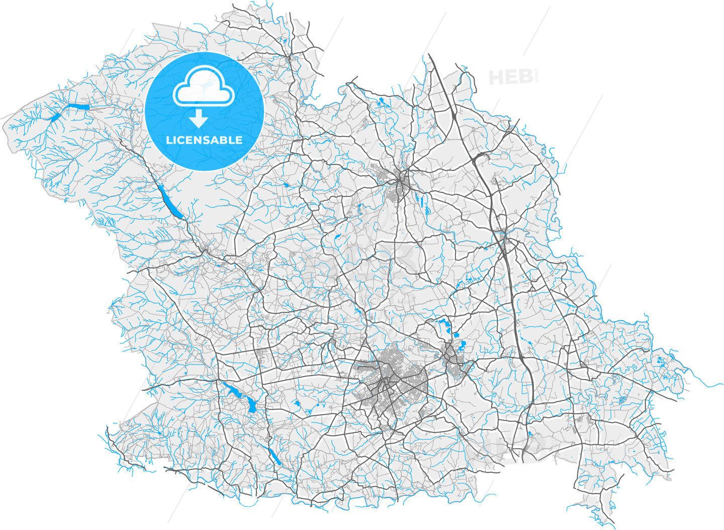 Harrogate, Yorkshire and the Humber, England, high quality vector map