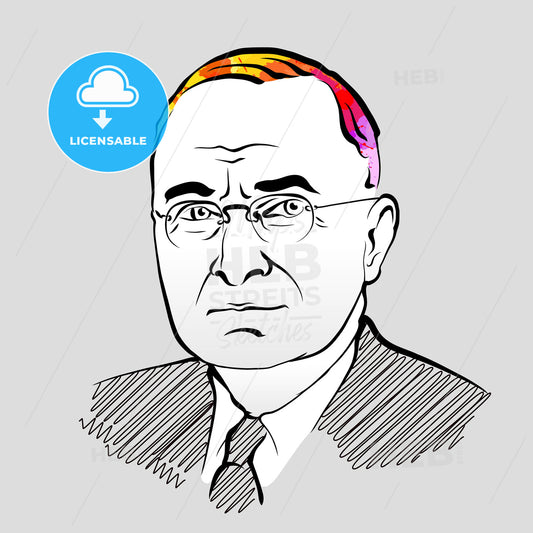 Harry S. Truman Colorful Hair Vector Drawing