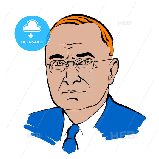 Harry S. Truman Vector Drawing With Colored Surfaces