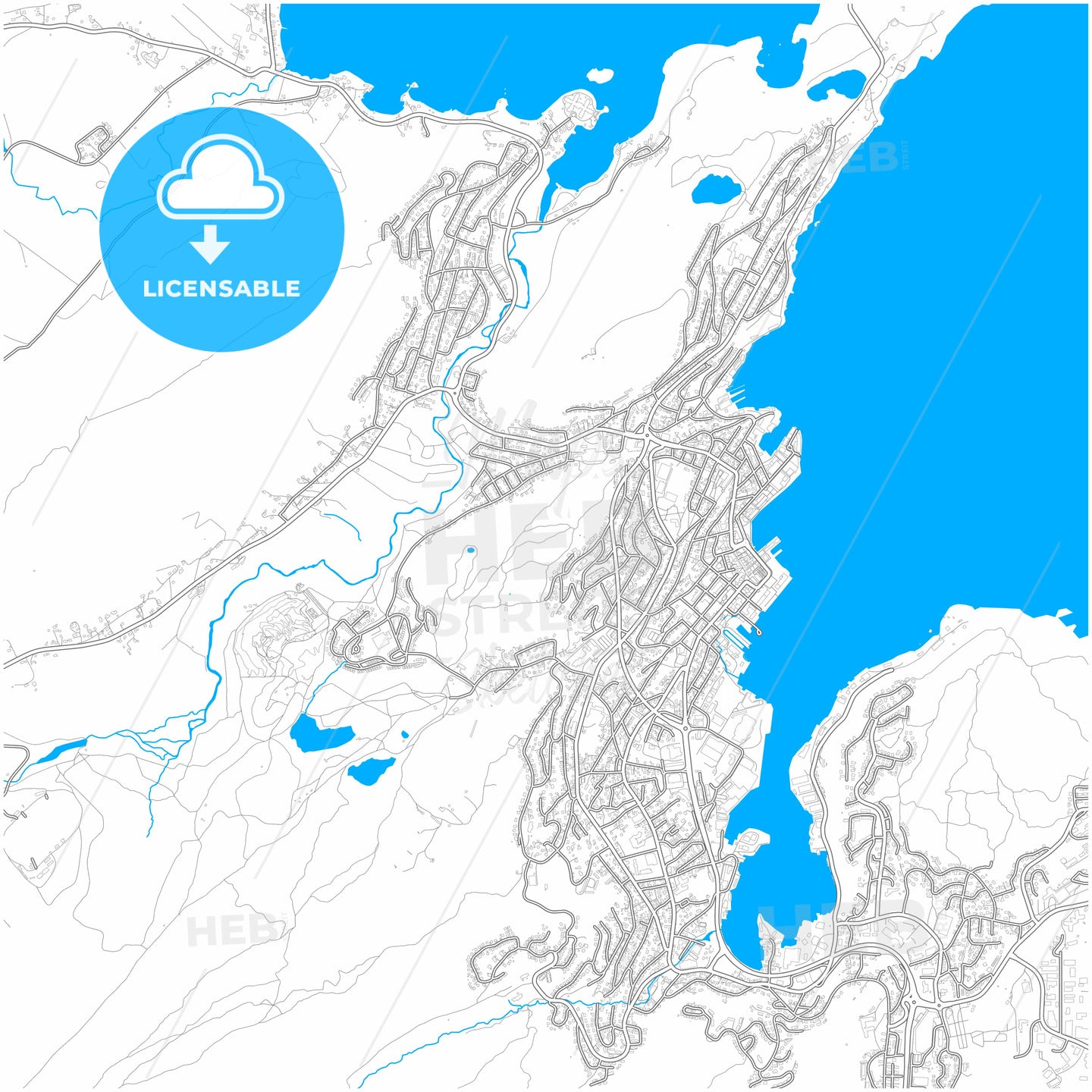 Harstad, Troms, Norway, city map with high quality roads.