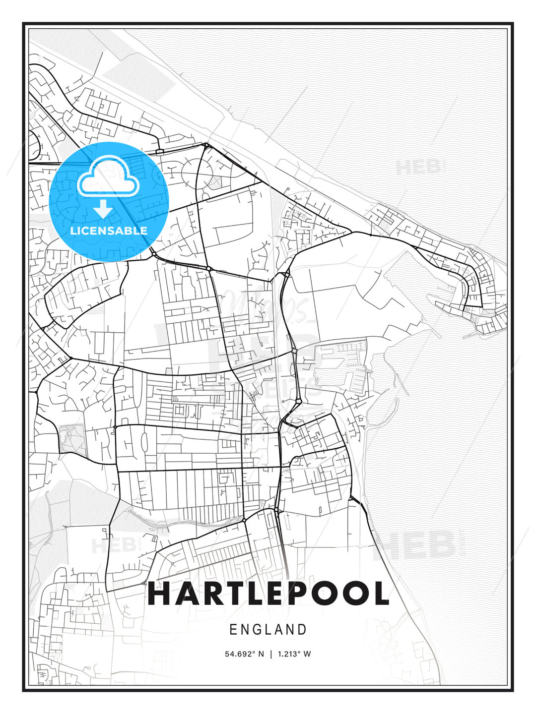 Hartlepool, England, Modern Print Template in Various Formats - HEBSTREITS Sketches