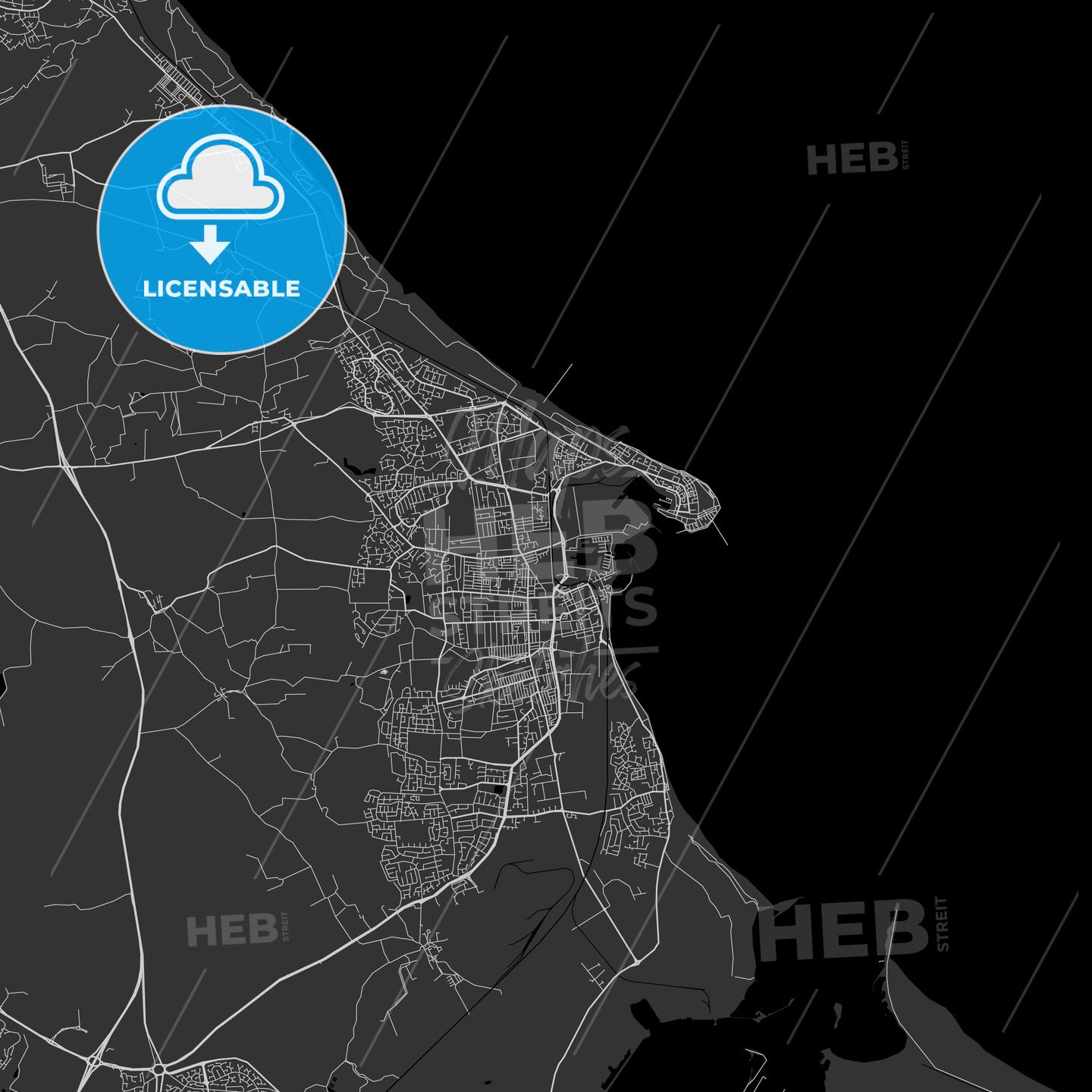 Hartlepool, England, UK - Area Map - Dark