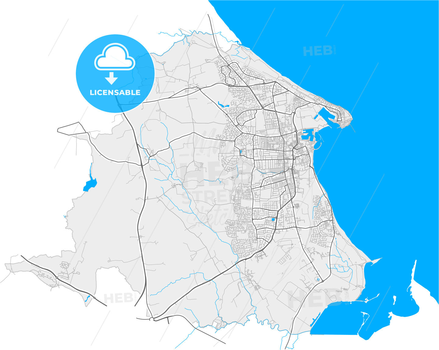 Hartlepool, North East England, England, high quality vector map