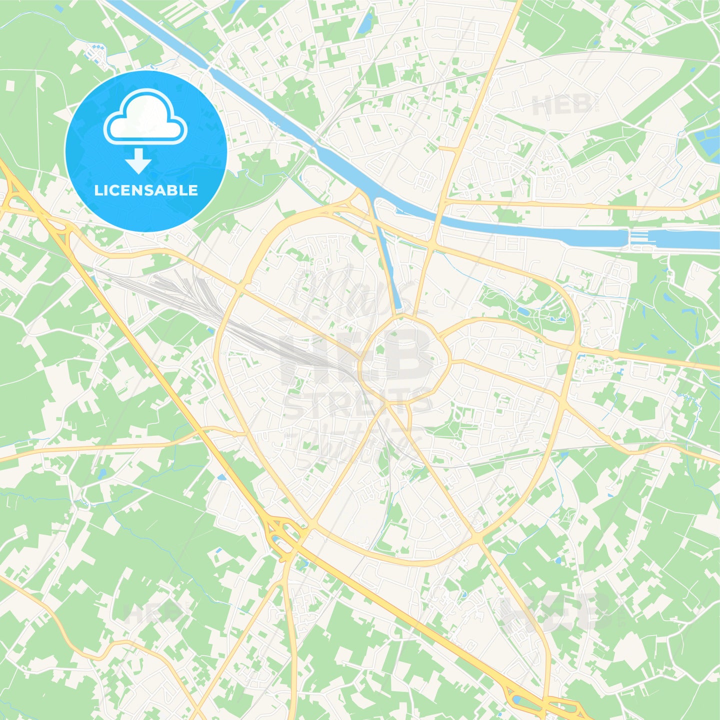 Hasselt, Belgium Vector Map - Classic Colors