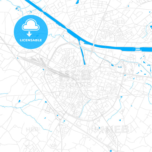 Hasselt, Belgium bright two-toned vector map