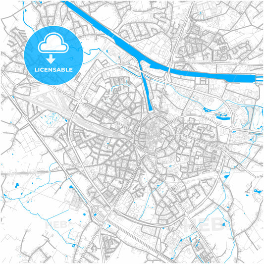 Hasselt, Limburg, Belgium, city map with high quality roads.