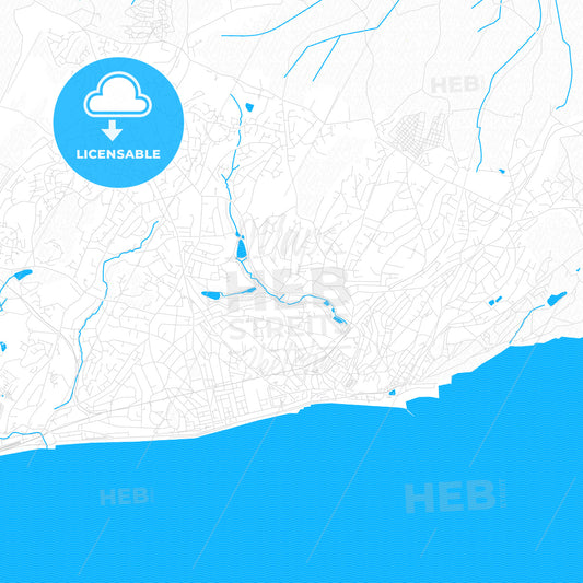 Hastings, England PDF vector map with water in focus