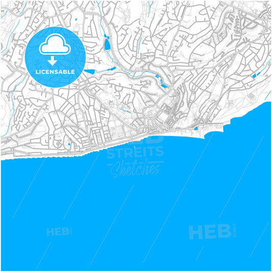 Hastings, South East England, England, city map with high quality roads.