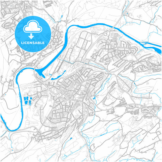 Hattingen, North Rhine-Westphalia, Germany, city map with high quality roads.