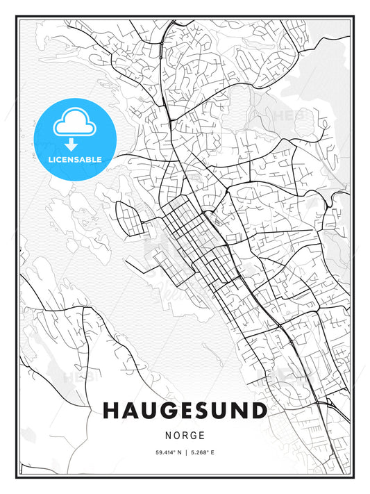 Haugesund, Norway, Modern Print Template in Various Formats - HEBSTREITS Sketches