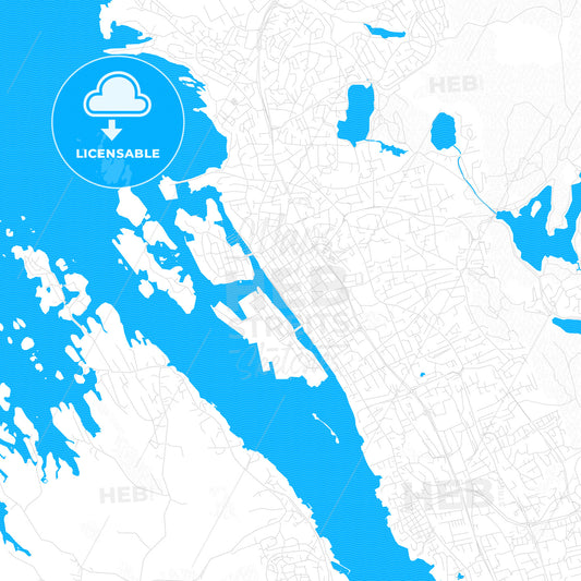 Haugesund, Norway PDF vector map with water in focus