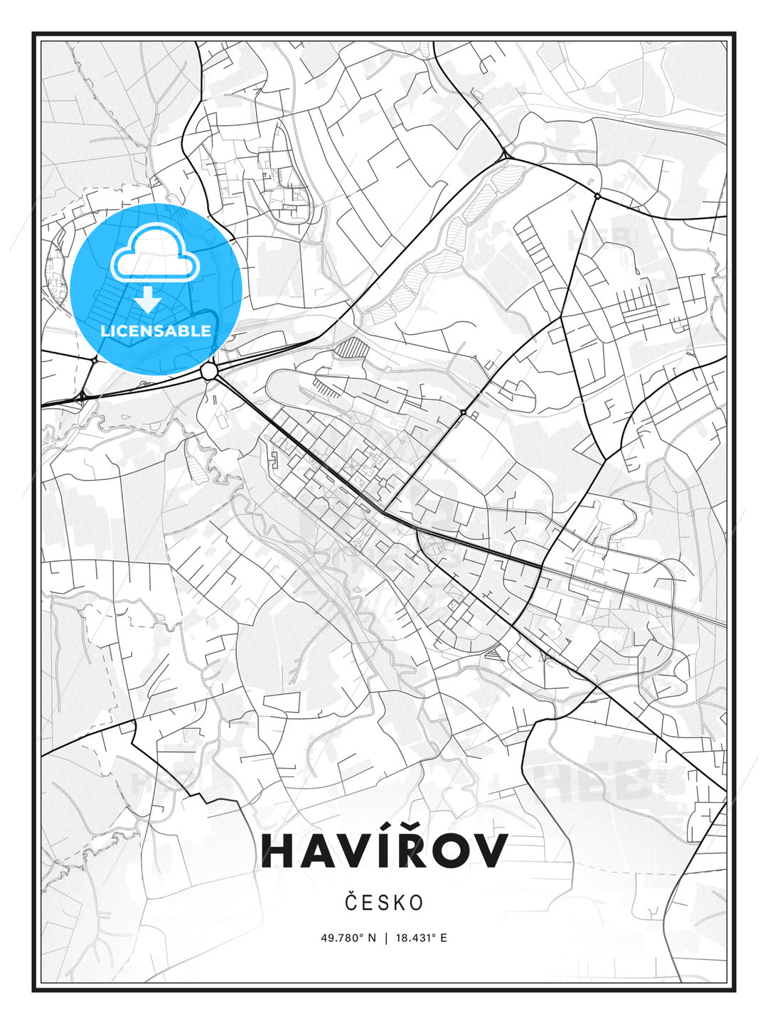 Havířov, Czechia, Modern Print Template in Various Formats - HEBSTREITS Sketches