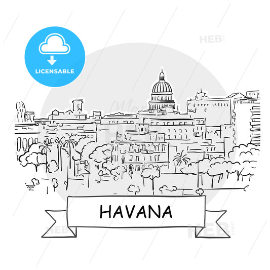 Havana Cityscape Vector Sign – instant download