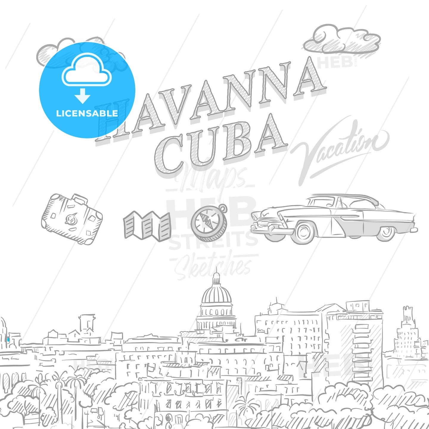 Havanna, Cuba, travel marketing cover – instant download