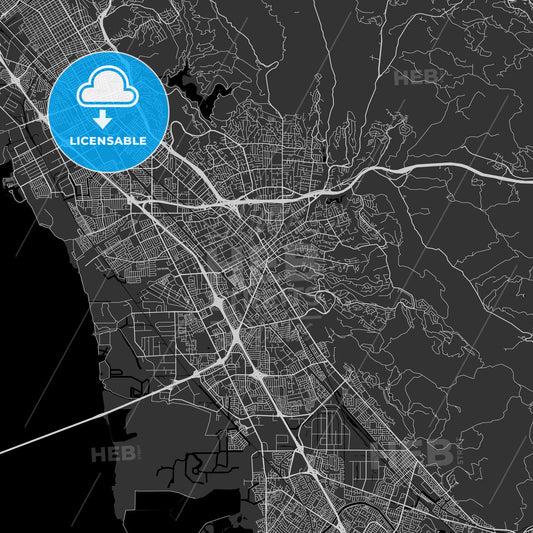 Hayward, California - Area Map - Dark