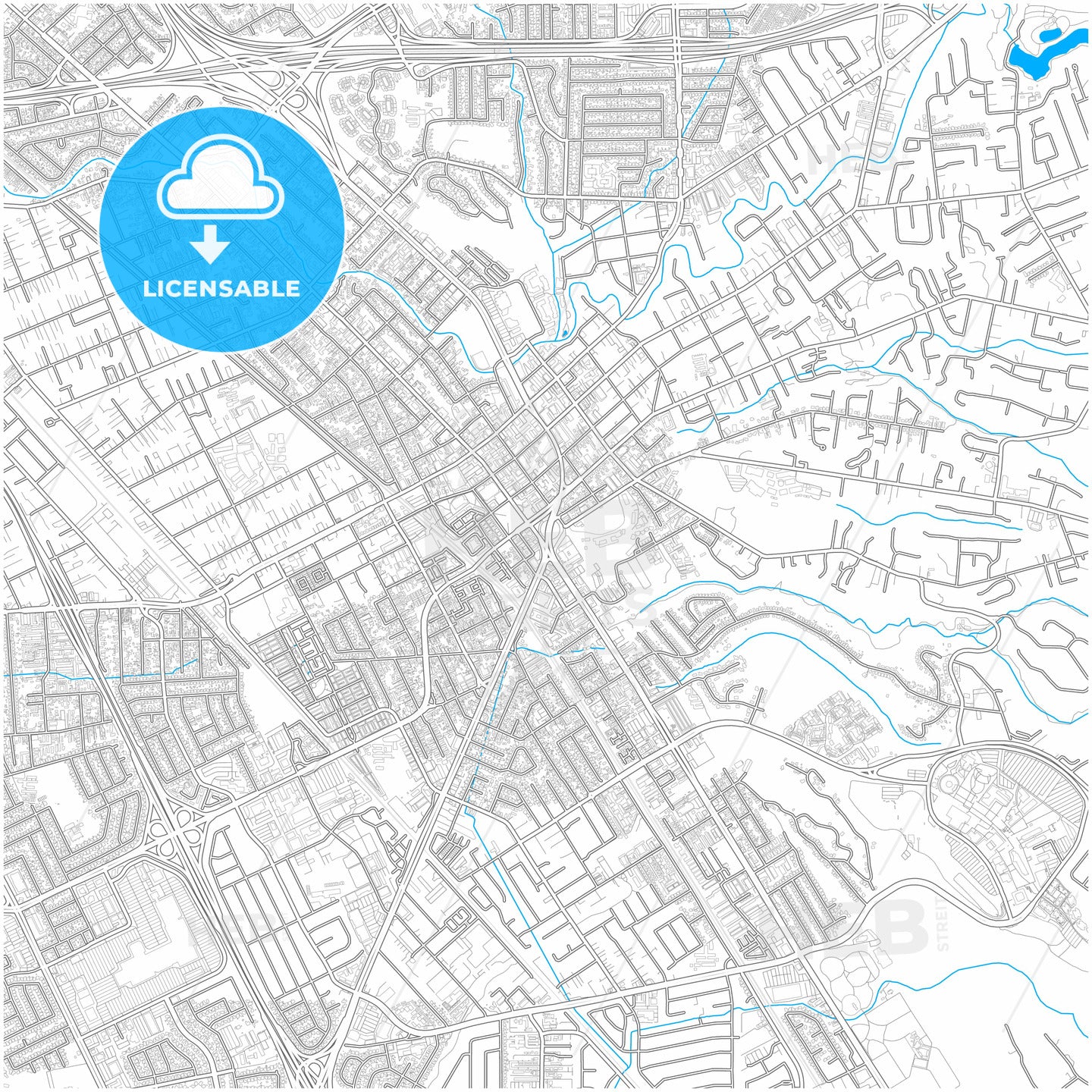 Hayward, California, United States, city map with high quality roads.