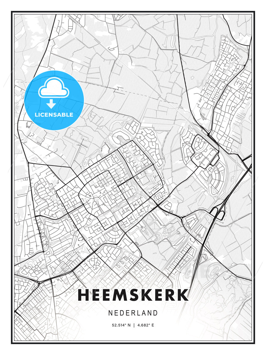 Heemskerk, Netherlands, Modern Print Template in Various Formats - HEBSTREITS Sketches