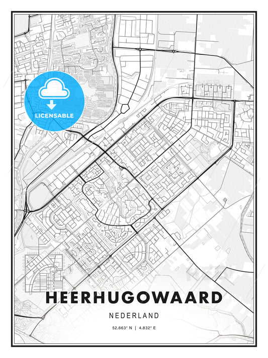 Heerhugowaard, Netherlands, Modern Print Template in Various Formats - HEBSTREITS Sketches