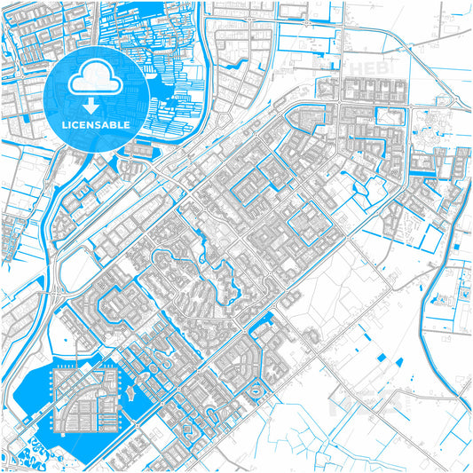 Heerhugowaard, North Holland, Netherlands, city map with high quality roads.