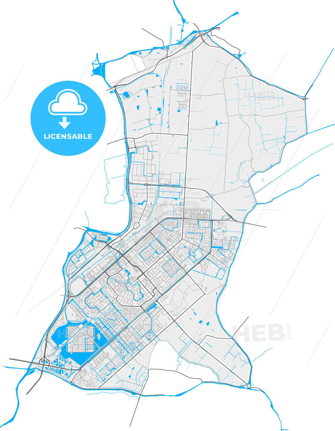 Heerhugowaard, North Holland, Netherlands, high quality vector map