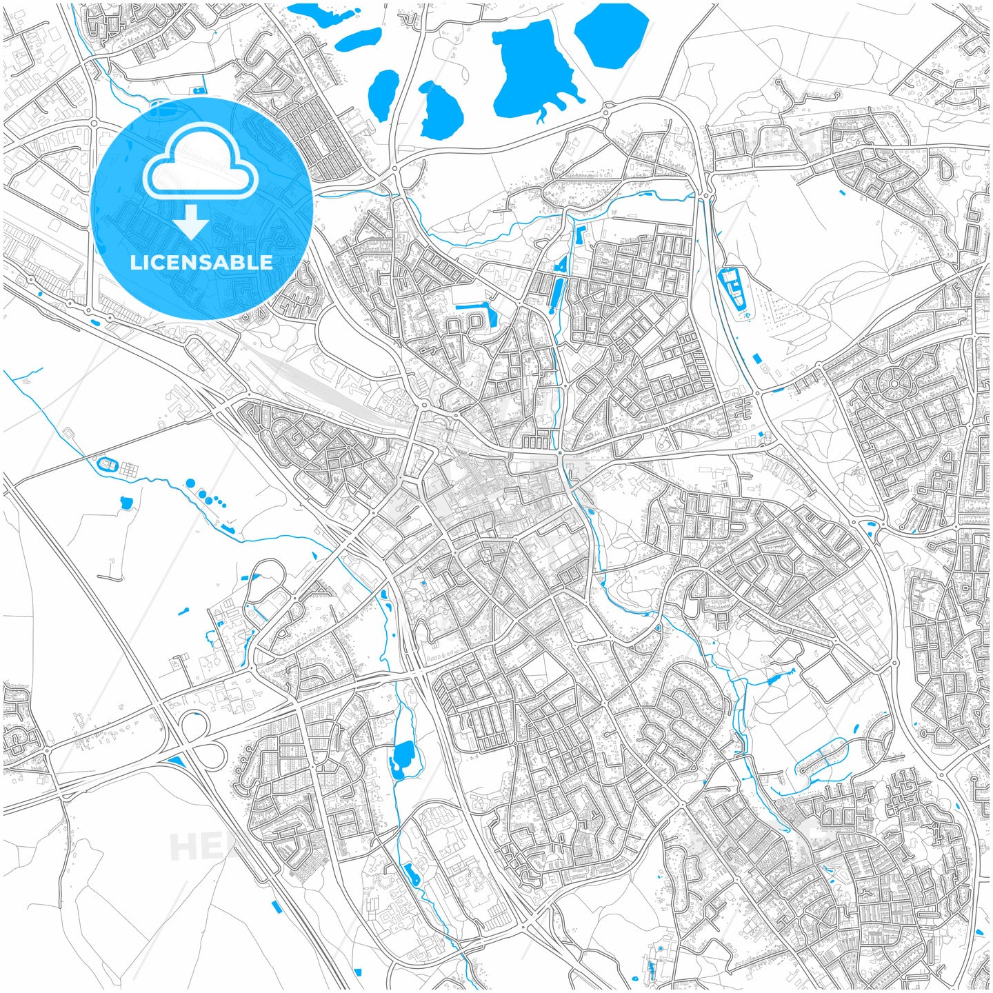 Heerlen, Limburg, Netherlands, city map with high quality roads.