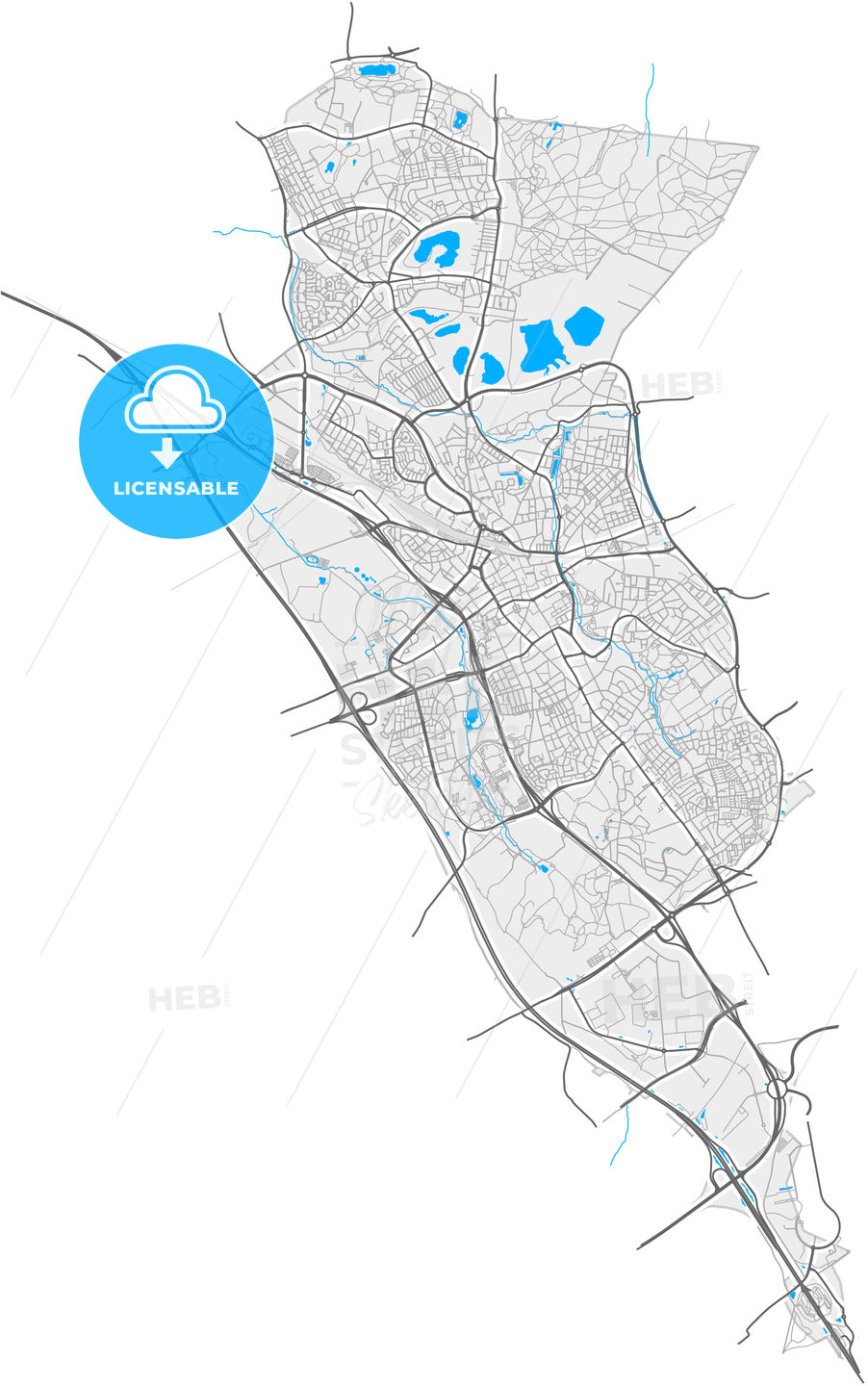 Heerlen, Limburg, Netherlands, high quality vector map