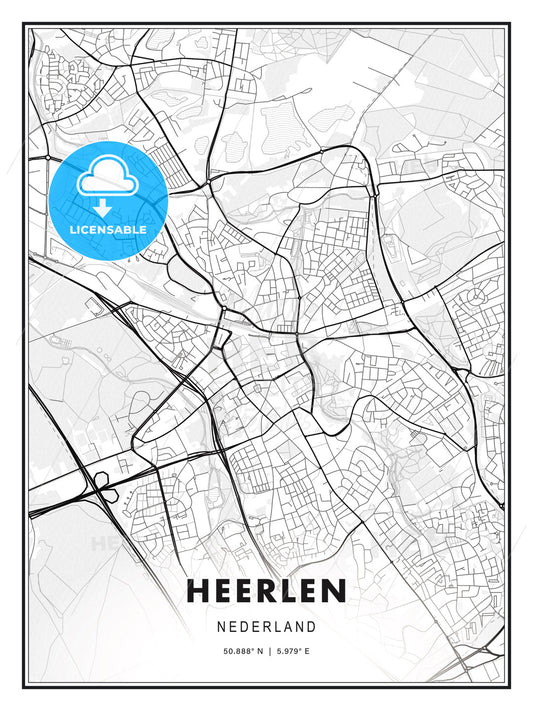 Heerlen, Netherlands, Modern Print Template in Various Formats - HEBSTREITS Sketches