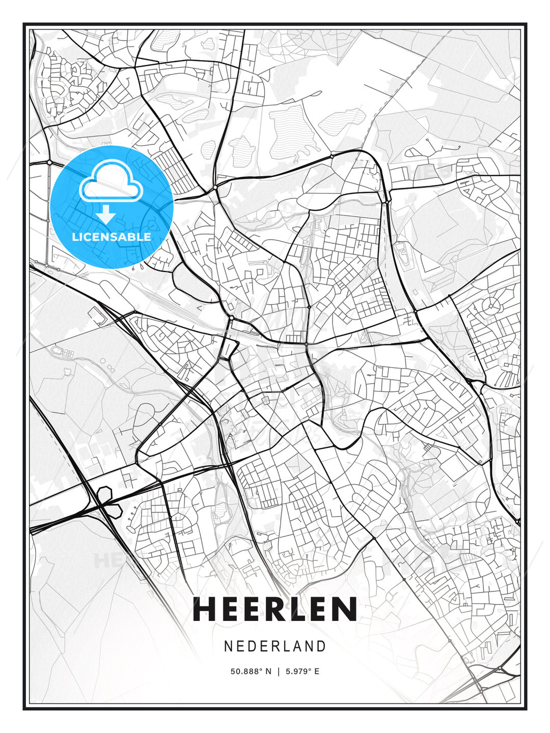 Heerlen, Netherlands, Modern Print Template in Various Formats - HEBSTREITS Sketches