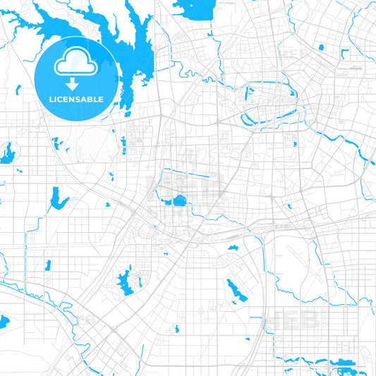Hefei, China PDF vector map with water in focus