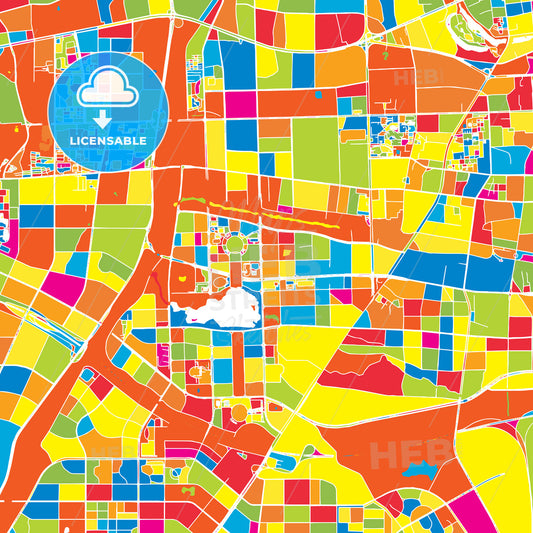 Hefei, China, colorful vector map