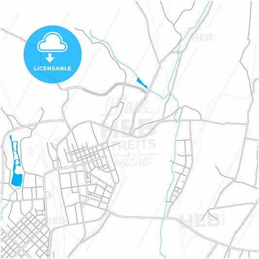 Hegang, Heilongjiang, China, city map with high quality roads.