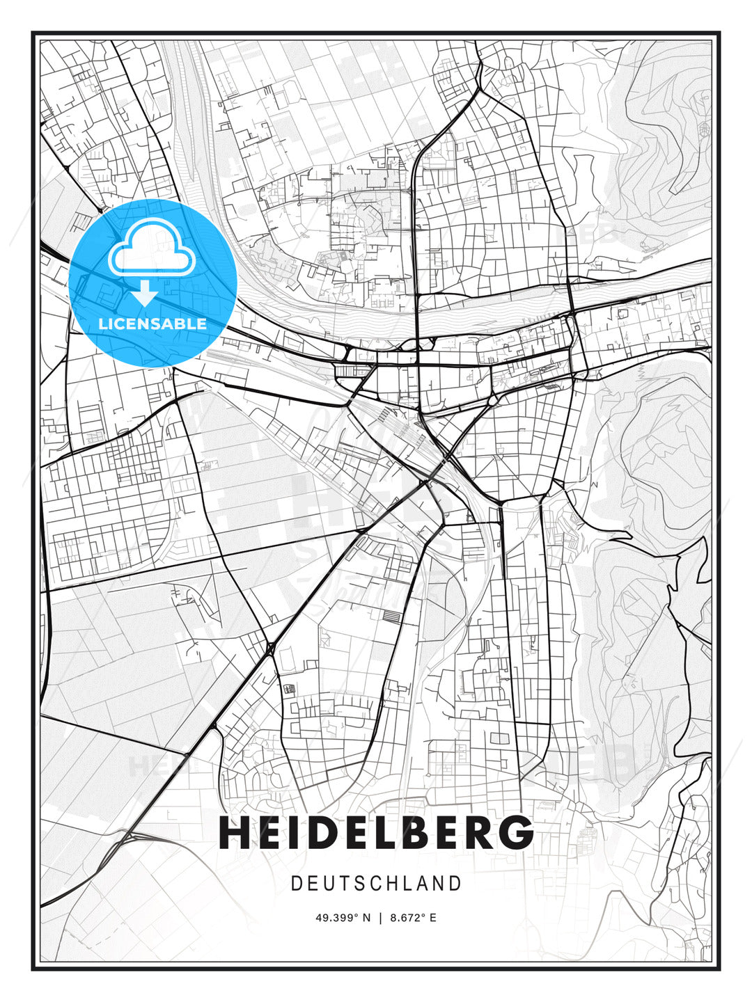 Heidelberg, Germany, Modern Print Template in Various Formats - HEBSTREITS Sketches
