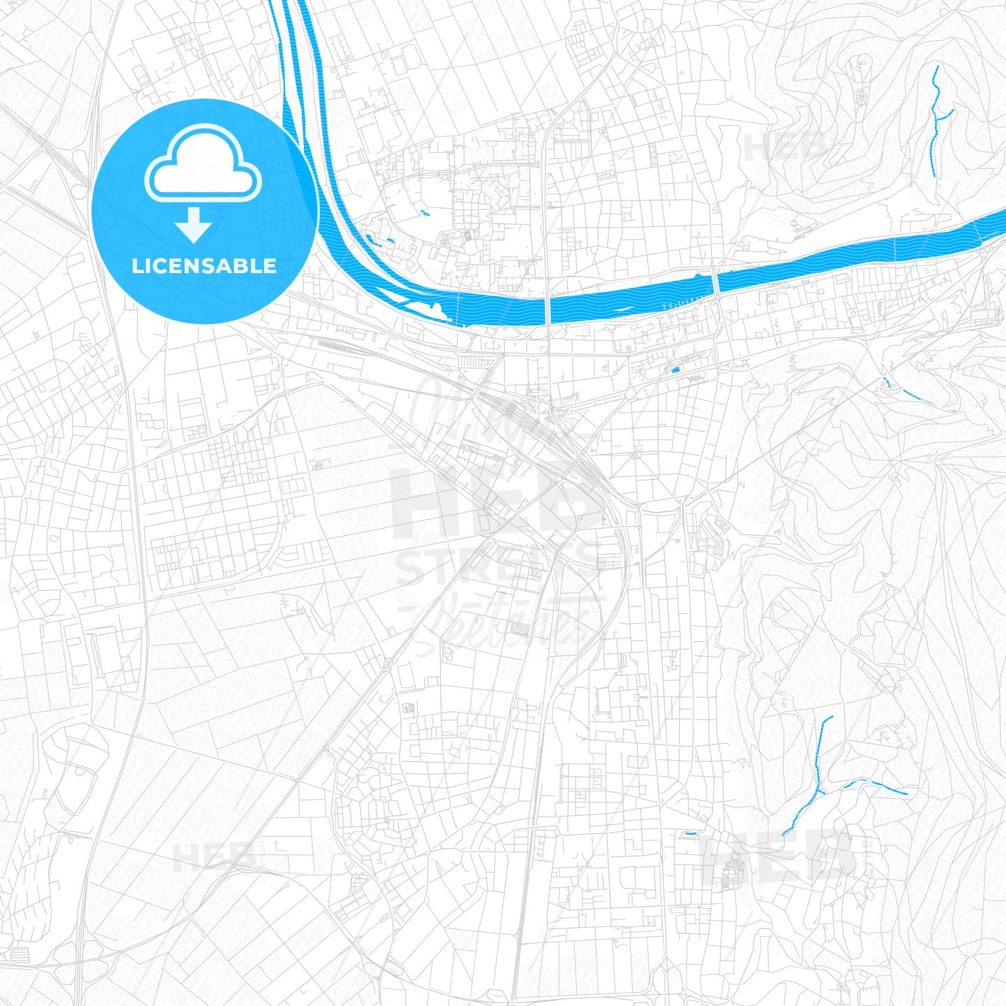 Heidelberg, Germany PDF vector map with water in focus
