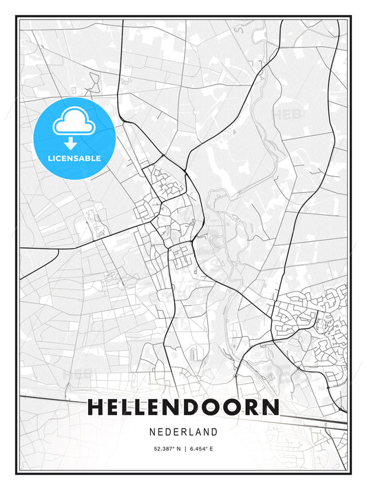 Hellendoorn, Netherlands, Modern Print Template in Various Formats - HEBSTREITS Sketches