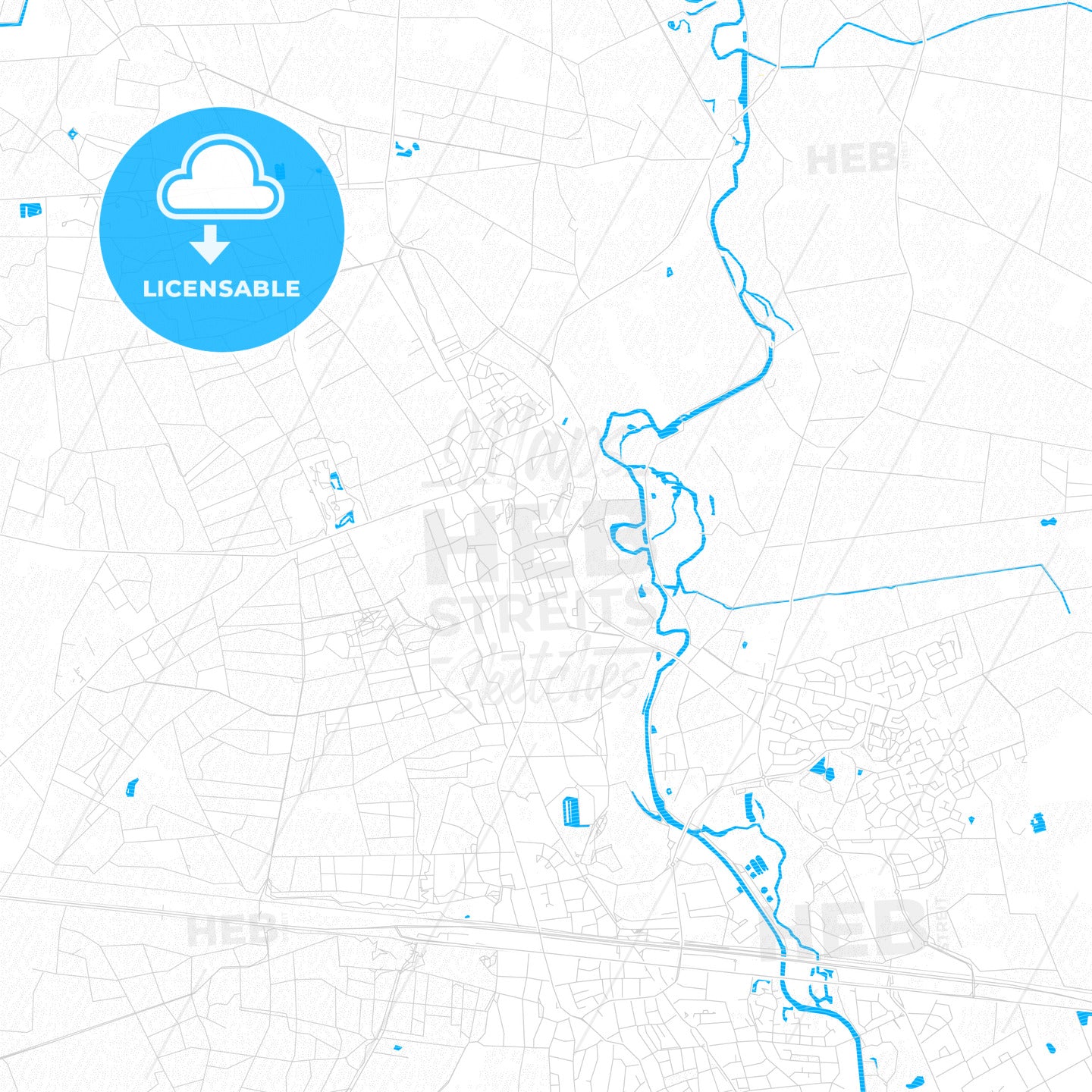 Hellendoorn, Netherlands PDF vector map with water in focus
