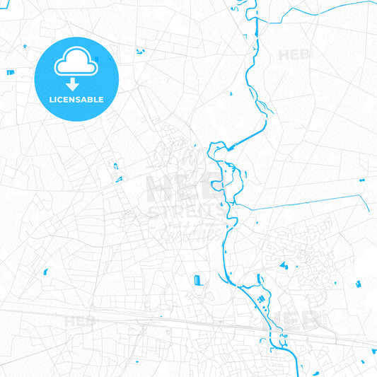 Hellendoorn, Netherlands PDF vector map with water in focus